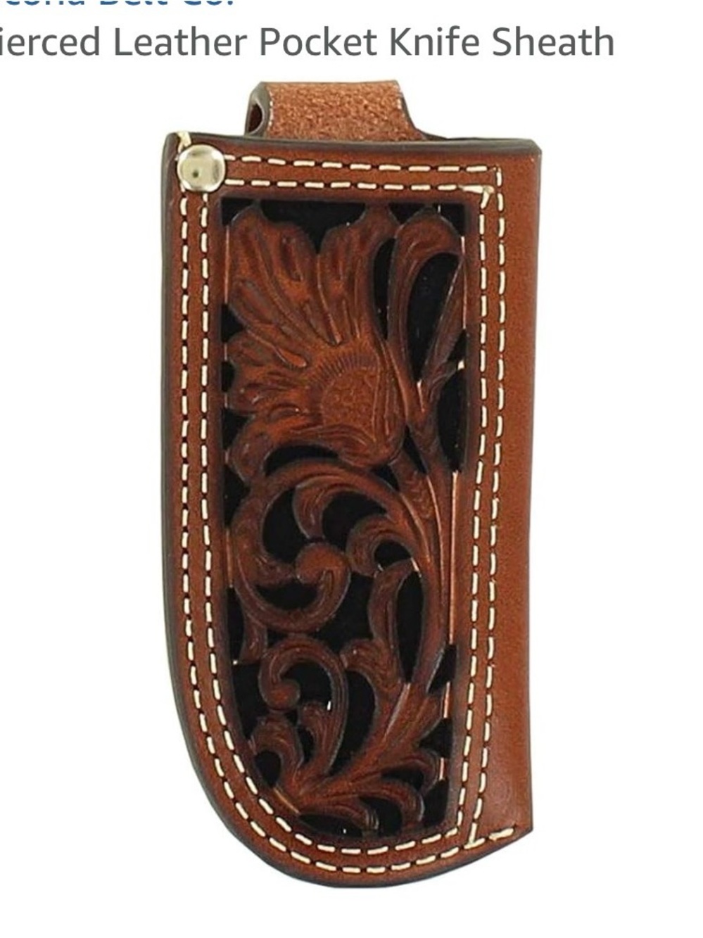 No one Hand-Tooled Brown Leather Pocket Knife Sheath